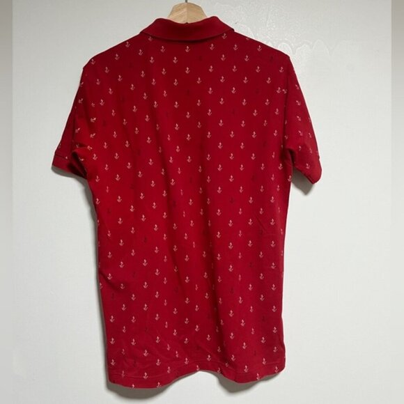Uniqlo Red Anchor Print Polo Shirt Men’s Size L - Picture 5 of 8